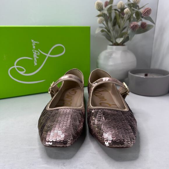 Sam Edelman Michaela Glamour Mary Jane Flats Gold Sequins Women's 10 Tried On - Picture 2 of 10